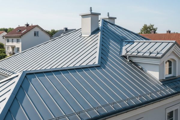 Kaip užtikrinti skardinio stogo ilgaamžiškumą ir patikimumą Švarus ir gerai prižiūrėtas skardinis stogas po saulėtu dangumi.