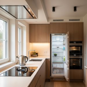 Kaip virtuvėje sumažinti elektros sąnaudas: praktiški patarimai kasdienai Šiuolaikiška virtuvė su energiją taupančiais prietaisais ir LED apšvietimu