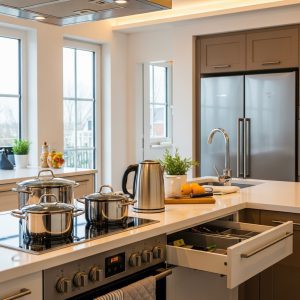 Efektyvūs būdai taupyti elektrą virtuvėje: praktiški patarimai kiekvienai dienai Šiuolaikinė virtuvė su LED apšvietimu ir energiją taupančia buitine technika