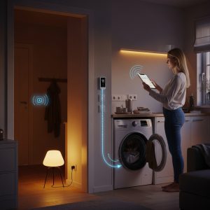 Išmaniosios technologijos: kelias į mažesnes elektros sąskaitas Modernūs išmanūs namai su energiją taupančiais įrenginiais ir apšvietimu